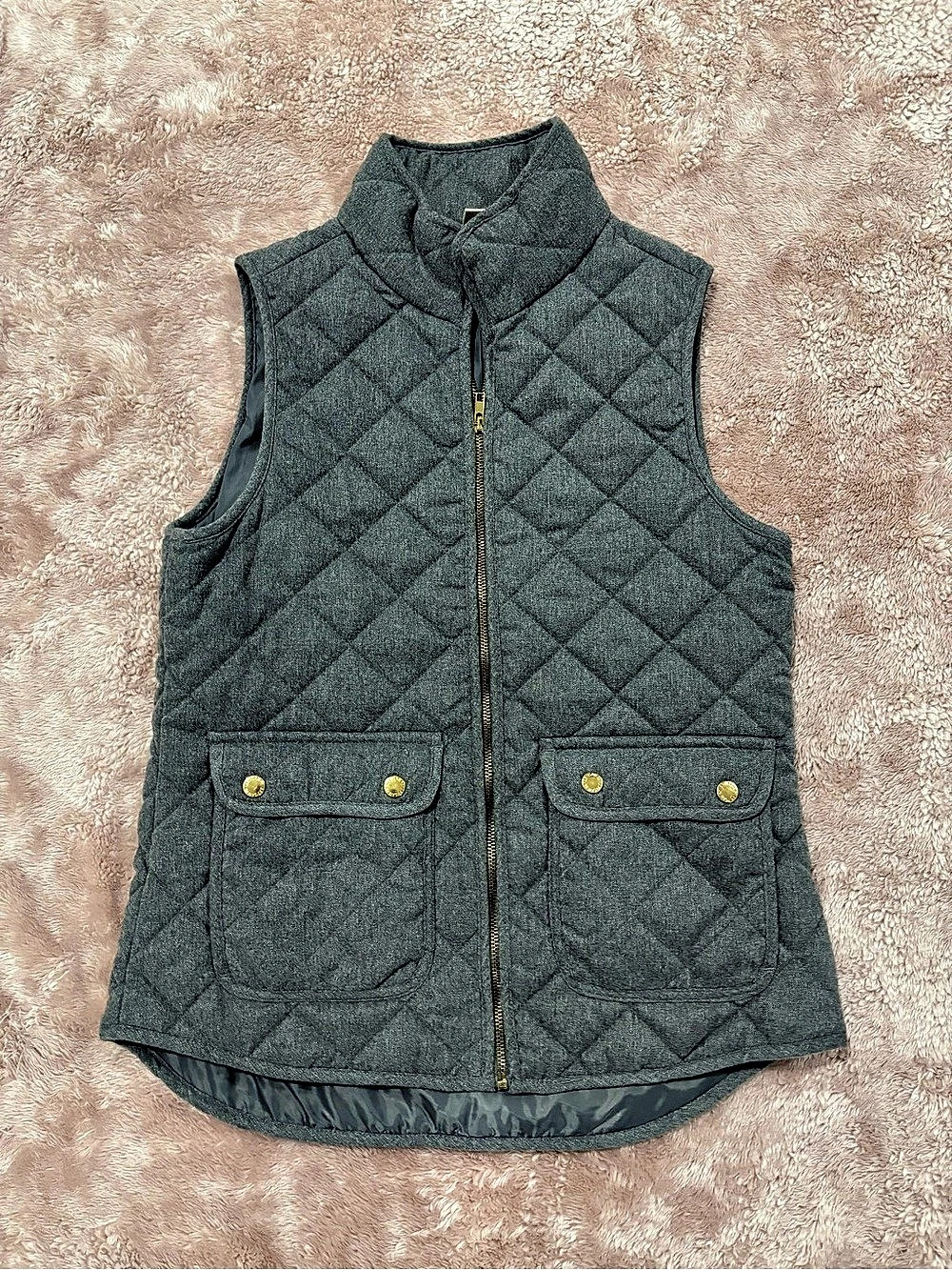 ARTISAN&NY Quilted Full Zip Vest Gray Small